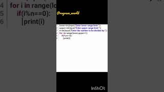 program to print all natural number divisible by given number #program #python