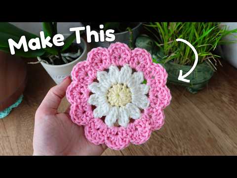 How to Crochet a Daisy Coaster in 20-30mins (free pattern)