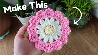 How to Crochet a Daisy Coaster in 20-30mins (free pattern)