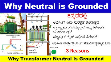 Why transformer Neutral connected to earth|(ಕನ್ನಡದಲ್ಲಿ)|Earthing and grounding explained in kannada