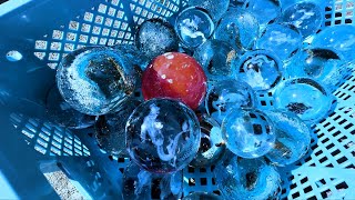 Transparent giant crystal blue dragon ball + handmade rain gutter waterslide ASMR