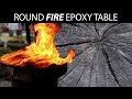Round Fire Epoxy Table - Woodworking - Oak shou sugi