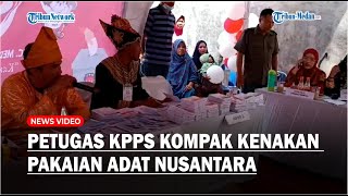 Petugas KPPS di Medan Marelan Kompak Kenakan Pakaian Adat Nusantara