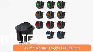 Nilight 12PCS Round Toggle LED Switch