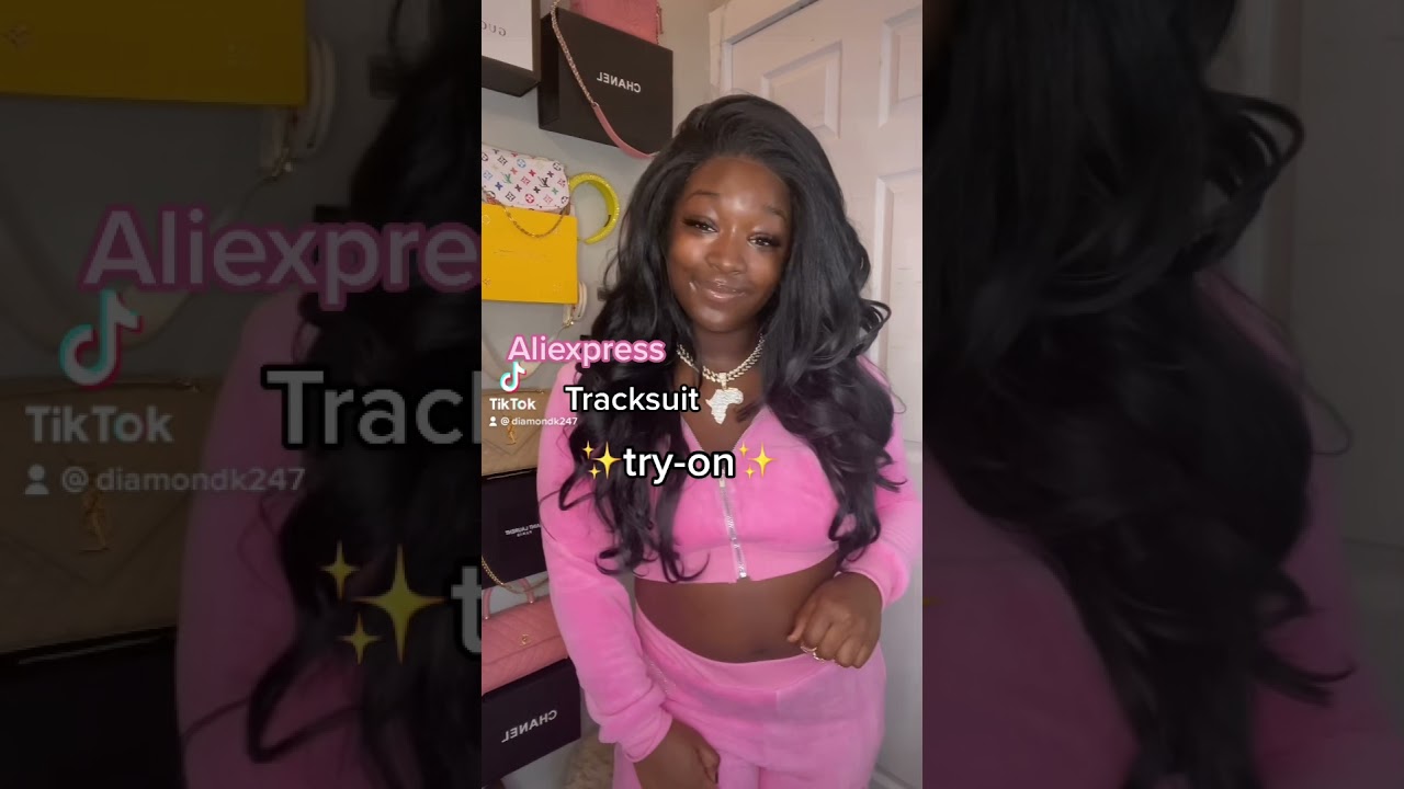pink y2k aliexpress tracksuit try-on 💖