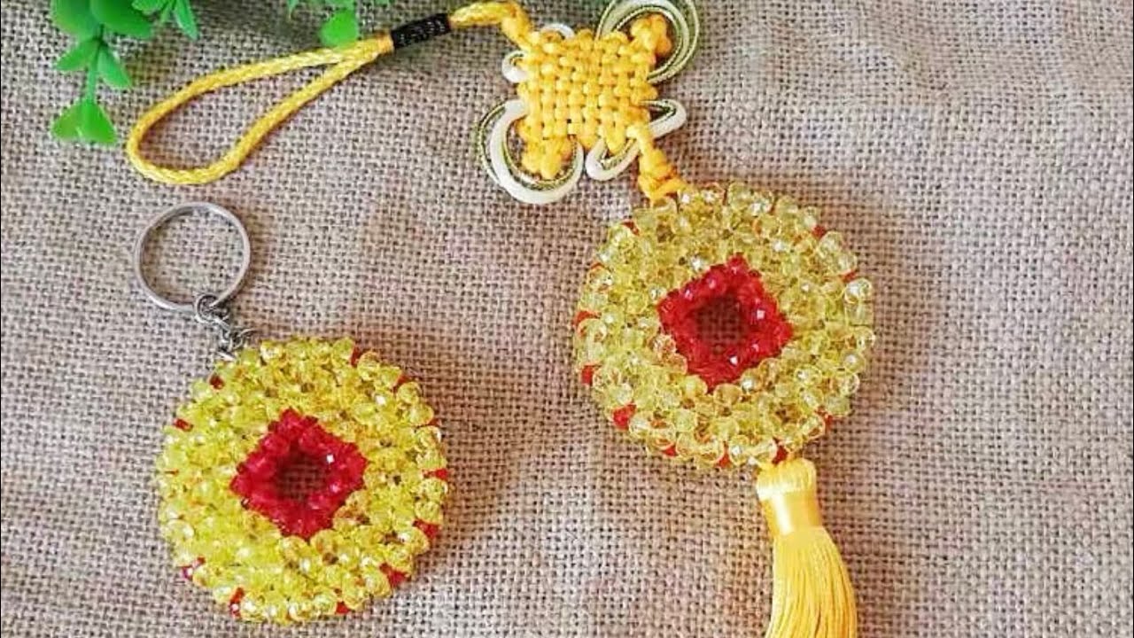 DIY/How to make kawaii Beaded Lucky Coin keychain/Car