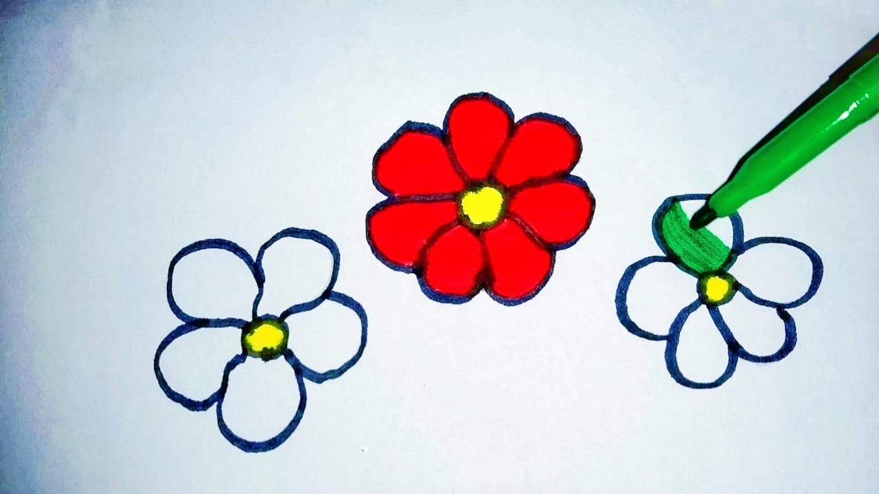 How to Draw 3 COLORFUL FLOWERS / Easy Flower Drawing Step by Step - YouTube