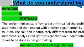 Analysis And Synthesis Method In Design Thinking // MBA #aktu #analysis #synthesis