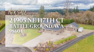 Family home on 1.17 acres in Battle Ground WA. 5 bed, 3.5 bath, 3 car garage and shop. For Sale.