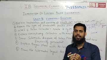 Unit-3  || Electrical Power Generation || 🔥🔥अति महत्वपूर्ण प्रश्न || Important Question || SBTE
