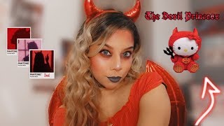 Red Devil Glam Halloween Makeup & Outfit