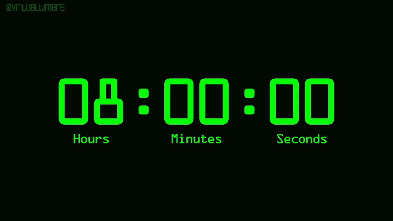8 Hours Countdown Timer with Alarm & Time Markers / Chapters - Retro ...