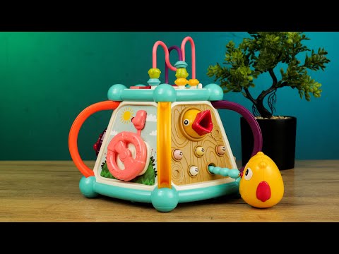 Развивающая игрушка Куб логический 7 в 1 с подсветкой Сортер Накорми птенца Пальчиковые игры, видео 1