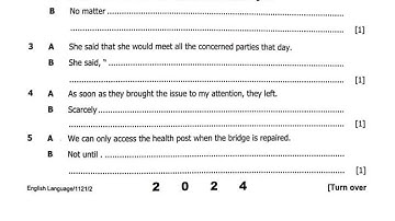 2024 English paper 2 GCE_ Rewrites questions and answers