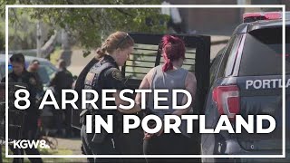 8 arrested in downtown Portland homeless camp raid