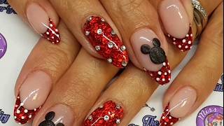 DISNEY MICKEY & MINNIE MOUSE NAIL ART! MICKEY NAILS, DOTS / BOWS / GLITTER  ❤️ 