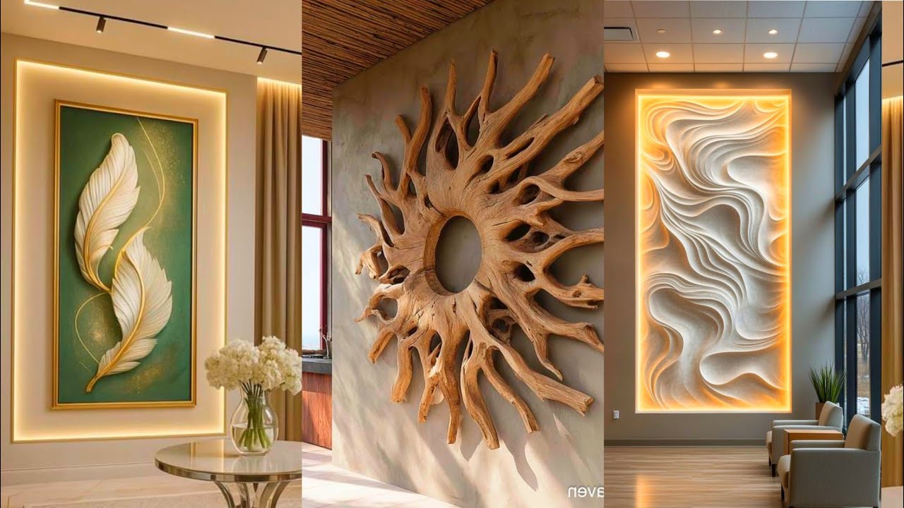 Modern Wall Art Decor | 3D Wall Sculpture Art Decor | Flower Abstract 3D Wall Murals Wooden Wall Art