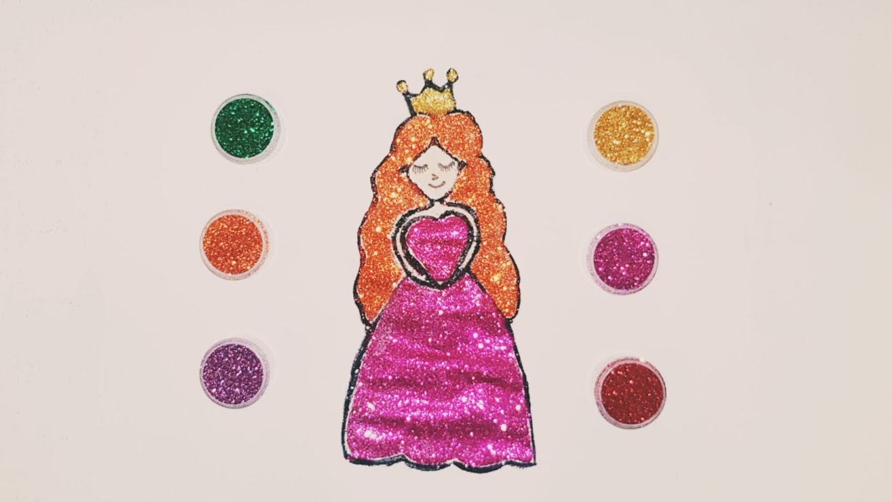 Sand painting princess easy for kidsGlitter painting princess