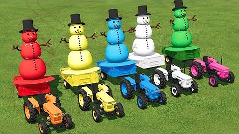 FIAT OF COLORS ! TRANSPORTING MINI FIAT 500 TRACTORS TO SNOWMAN LOADING ! Farming Simulator 22