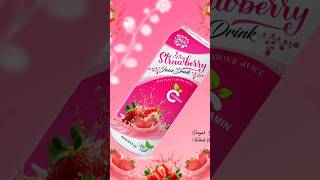 Best Mockup design in Corel Draw😱(Strawberry Juice Can) #viral #shortvideo #coreldraw #ytshorts
