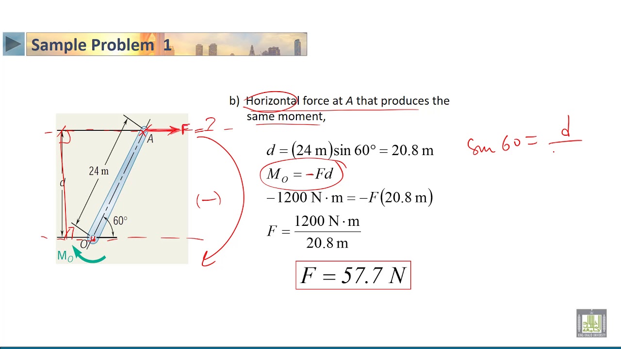 STATICS 3 10 Sample Problem About Equivalent System Of Forces 1 