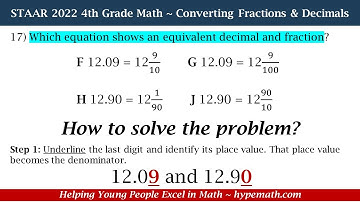 2022 STAAR Math ~ 4th Grade (Convert Fractions and Decimals) Part 3