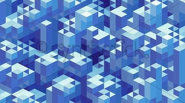 Stock Video. 3D cubes loop. Isometric geometric mosaic pattern of blue blocks.