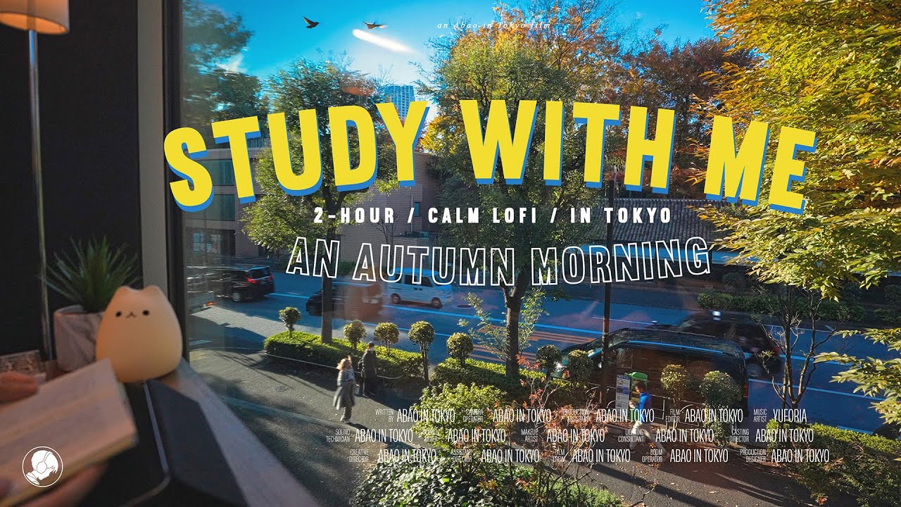 2-HOUR STUDY WITH ME 🍂 / calm lofi / Golden Morning in Tokyo / Pomodoro 25-5