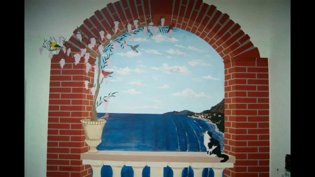 Trompe l'oeil "arco con affaccio sul mare" youtube