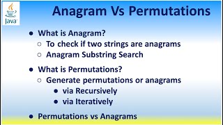 Anagram Vs Permutations Generate permutations anagrams, Anagram Substring Search Recursive Iterative