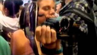 Marchers from around the world sing Shosholoza in the Halls of the ICC at COP17