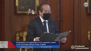 Presentation of credentials of Ambassador- Designate of the Sovereign Military Order of Malta