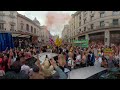 Freedom march London UK. Anti lockdown protest street party. . 360 video.