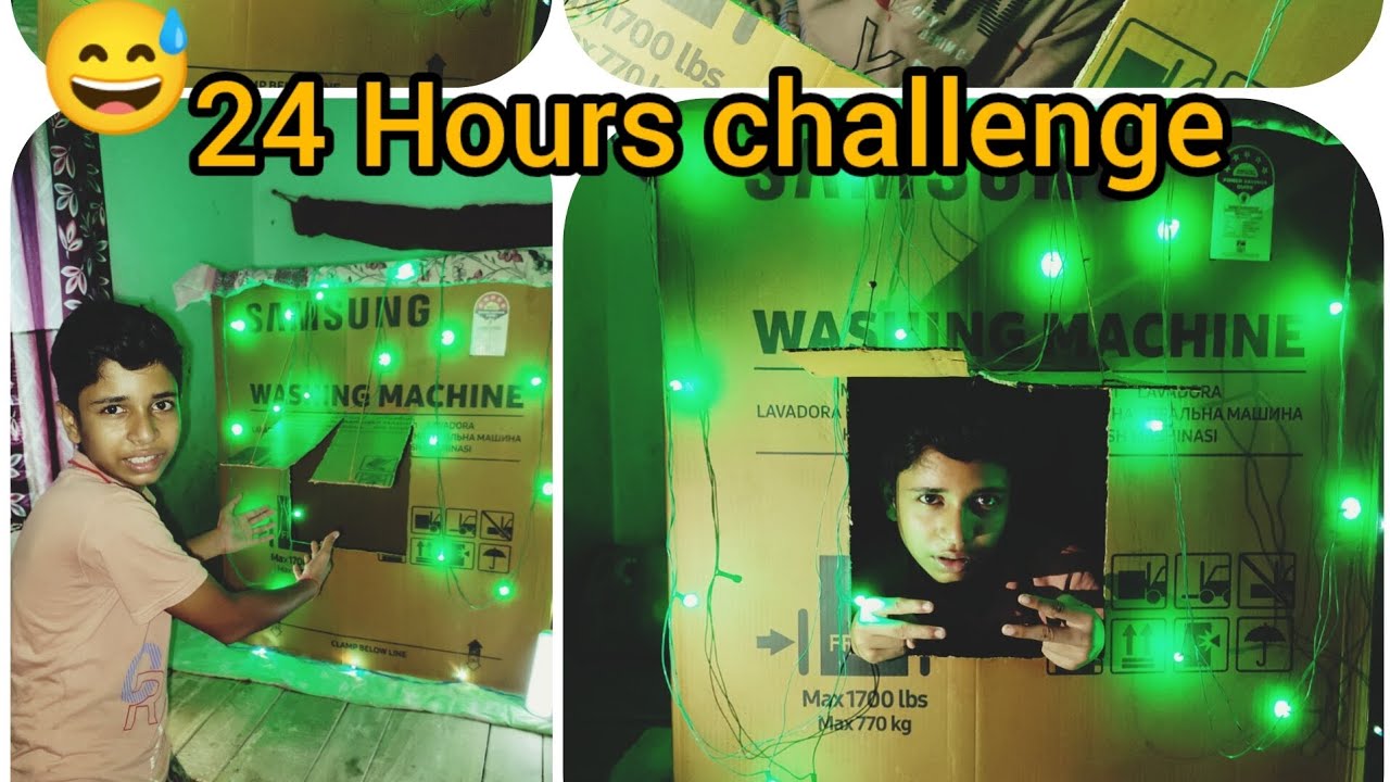 24 Hours challenge in cardboard mini house 🏠