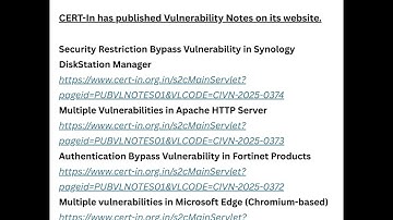 CERT-In has published Vulnerability Notes on its website.