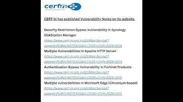 CERT-In has published Vulnerability Notes on its website.