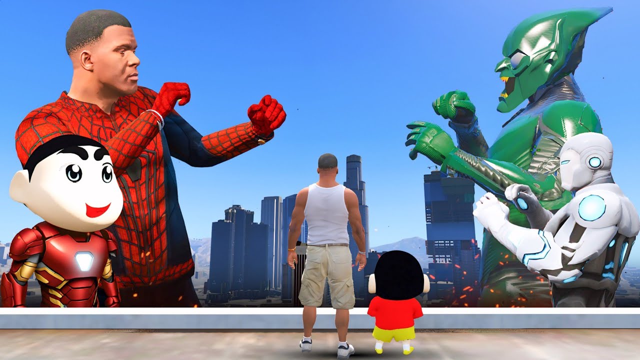 Shinchan & Franklin Get Spider Man Power and Kill Evil Iron Man in Gta 5