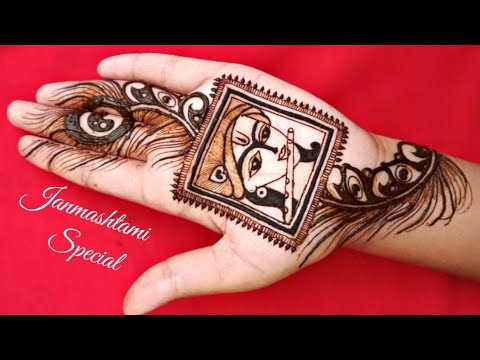 How to draw lord krishna with mehendi || Janmashtami special mehendi design 2019