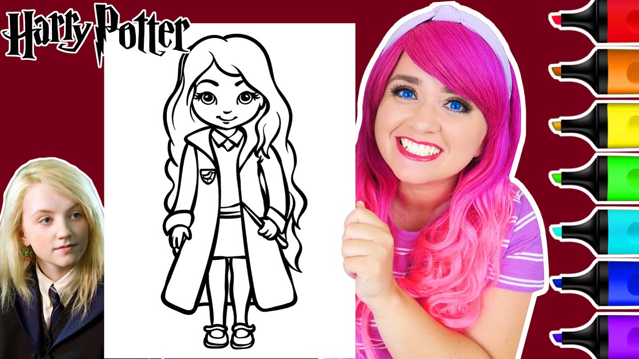 Coloring Cute Luna Lovegood Harry Potter Coloring Page | Ohuhu Art