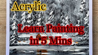 Acrylic painting tutorial | Learn painting in 5 mins | Black &amp; White forest