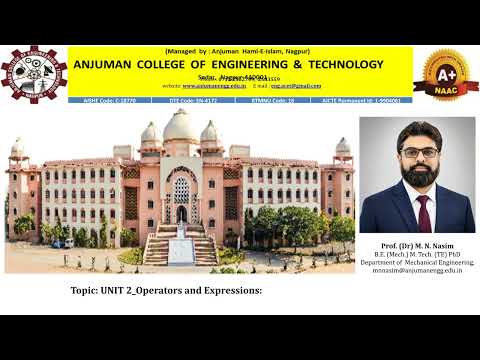 UNIT   2 C Operators and Expressions for Engineers