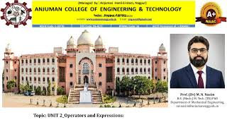 UNIT   2 C Operators and Expressions for Engineers