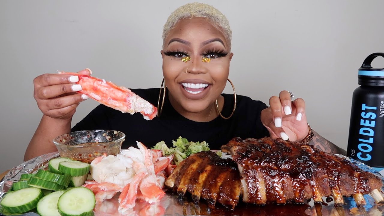 DESHELLED SEAFOOD BOIL!! KING CRAB LEGS +SEAFOOD BOIL& WHISKEY RIBS MUKBANG 먹방 EATING SHOW!