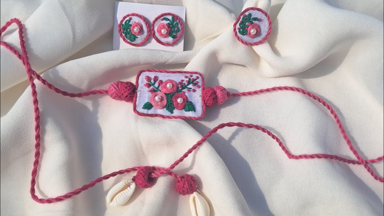 Embroidery rose choker making - fabric choker | Handmade jewellery making | craft ideas