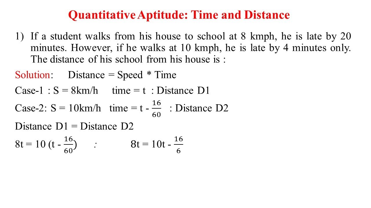 QUANTITATIVE APTITUDE: TIME AND DISTANCE - YouTube