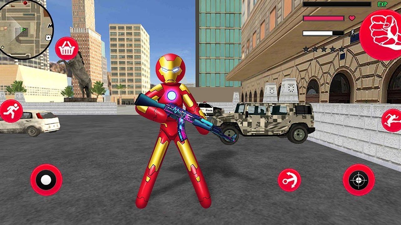 لعبة Iron Stickman Rope Hero War Gangstar عالم مفتوح الاندرويد والايفون