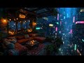 Lofi Ambient – Candlelit Balcony Rain Overlooking a Neon City | Music to Chill, Study, or Sleep