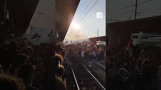 Palestine Protesters Occupy Train Station