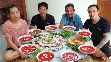 Thánh Ăn Tiết Canh.Làm Mâm Tiết Canh Lòng Lợn Ăn Sáng Cùng Anh Em | Nguyễn Ngọc Biển HN.