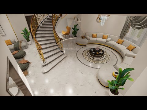 من أعمالنا تصميم داخلي صالة معيشة واستقبال فيلا في صنعاء اليمن 